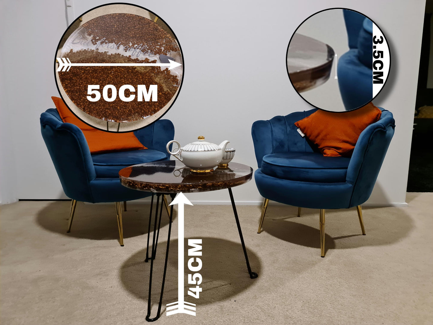 Resin Coffee Table Encapsulating Coffee Essence